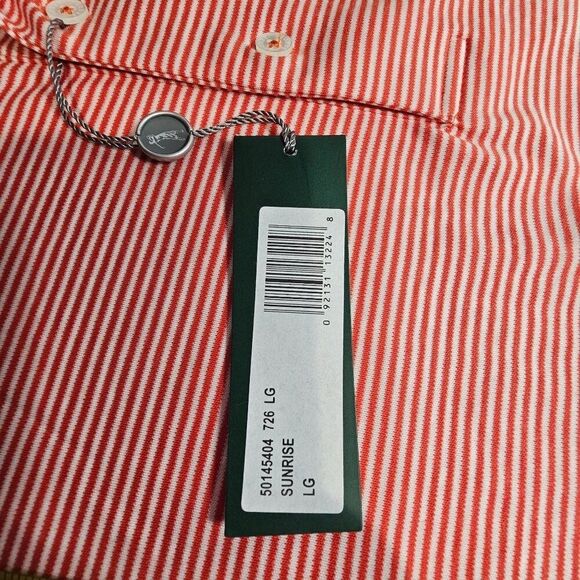 Bobby Jones Mens L Stripe Golf Polo Shirt in Sunrise NWT - Picture 8 of 9